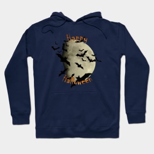 Happy Halloween Bats and Haunting Moon Hoodie